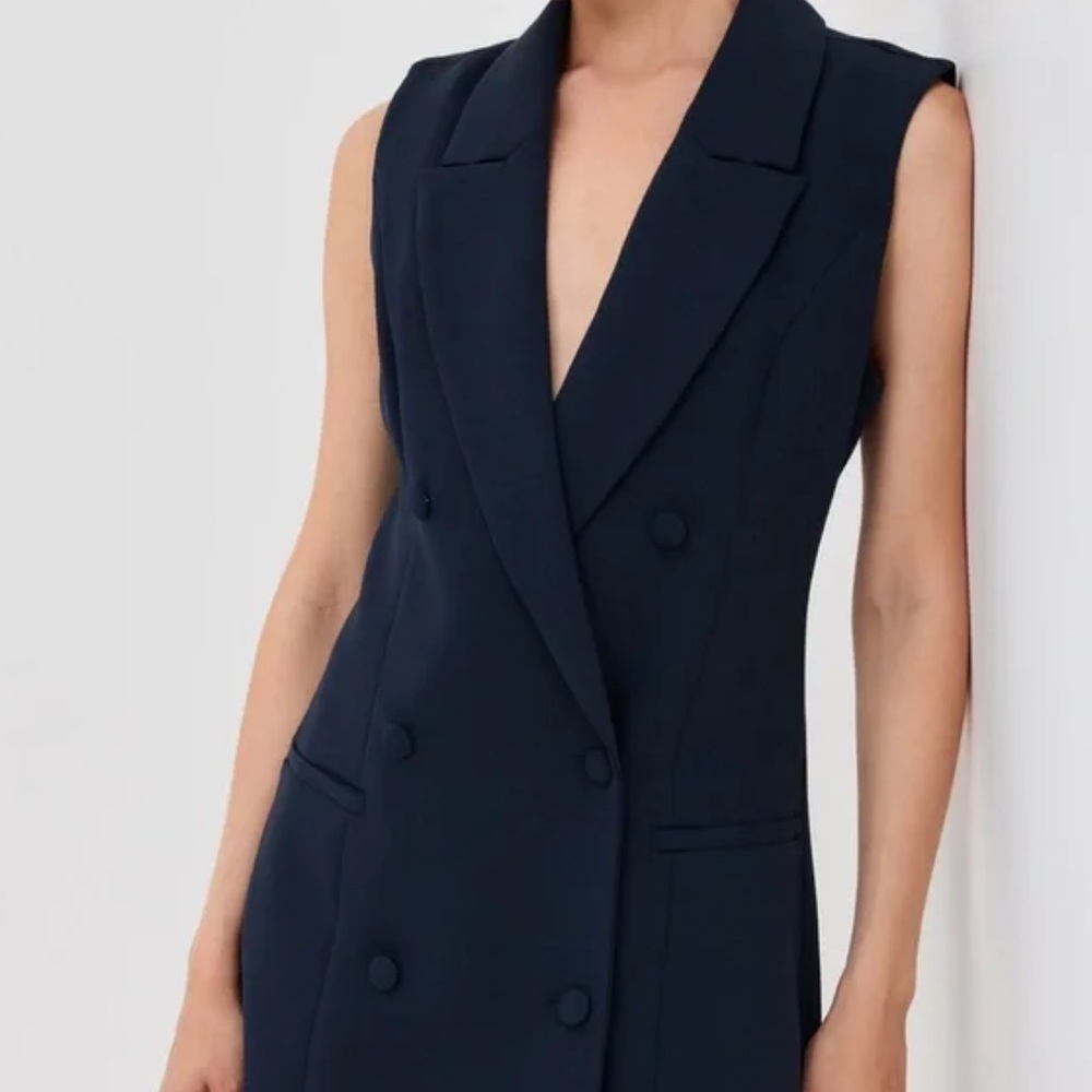 Good American Large Vest Blazer Wrap Dress Navy